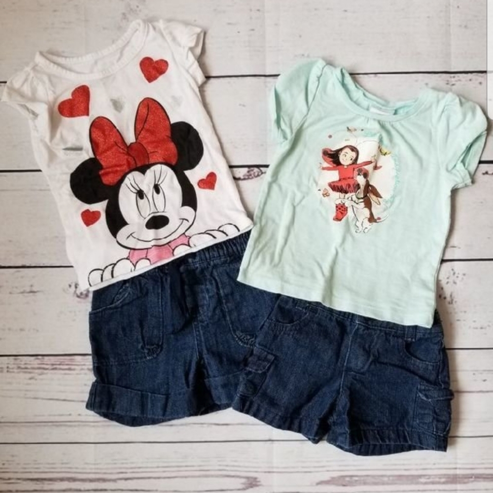 4/$20 Minnie Mouse and Ladybug Girl Tops & Shorts